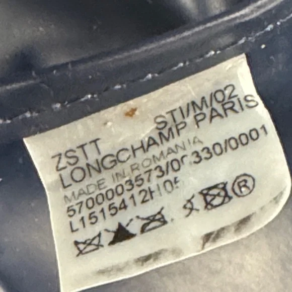 LONGCHAMP Le Pilage Navy Logo Duffel  Black Leather Trim Neon Yellow Accent - Picture 16 of 16